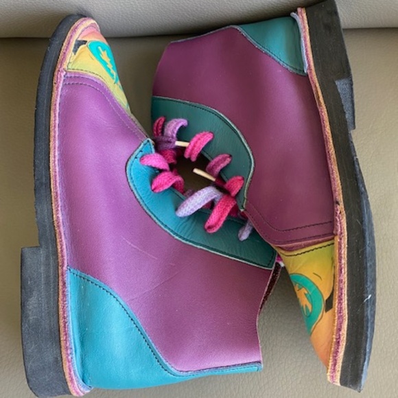 Funky 'Dragon' above-ankle booties US 7 leather lace-up multicolour - Picture 7 of 16
